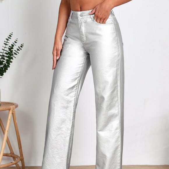 Silver Casual Womens Straight Leg Jeans - Picture 2 of 6
